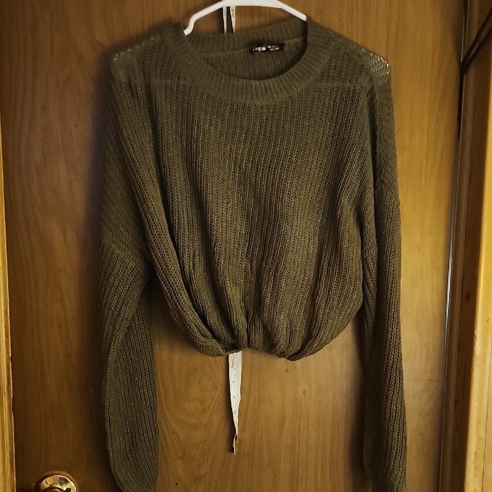 SHEIN Green Women's Crop Top Sweater